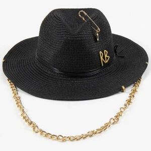 Women Metal Chain Boho Hat Panama Fedora For Party Style RB